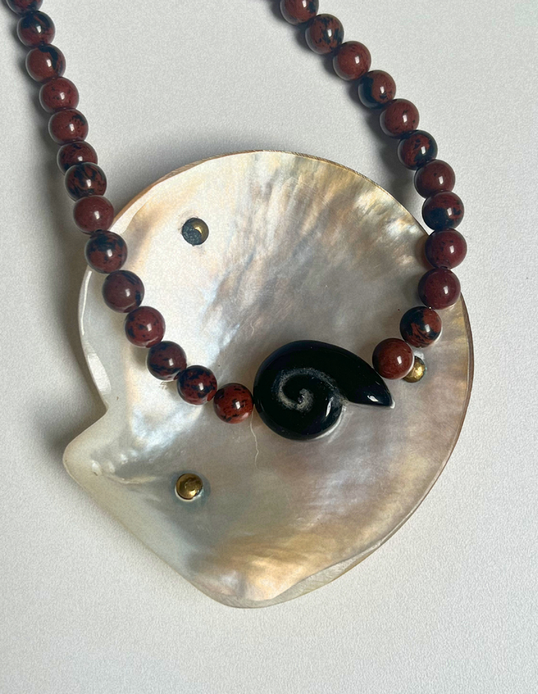 Fleur 28 - Mahogany Obsidian Whorl Necklace