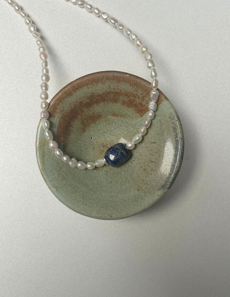 Kept 9 - Pearl & Lapis Lazuli Necklace