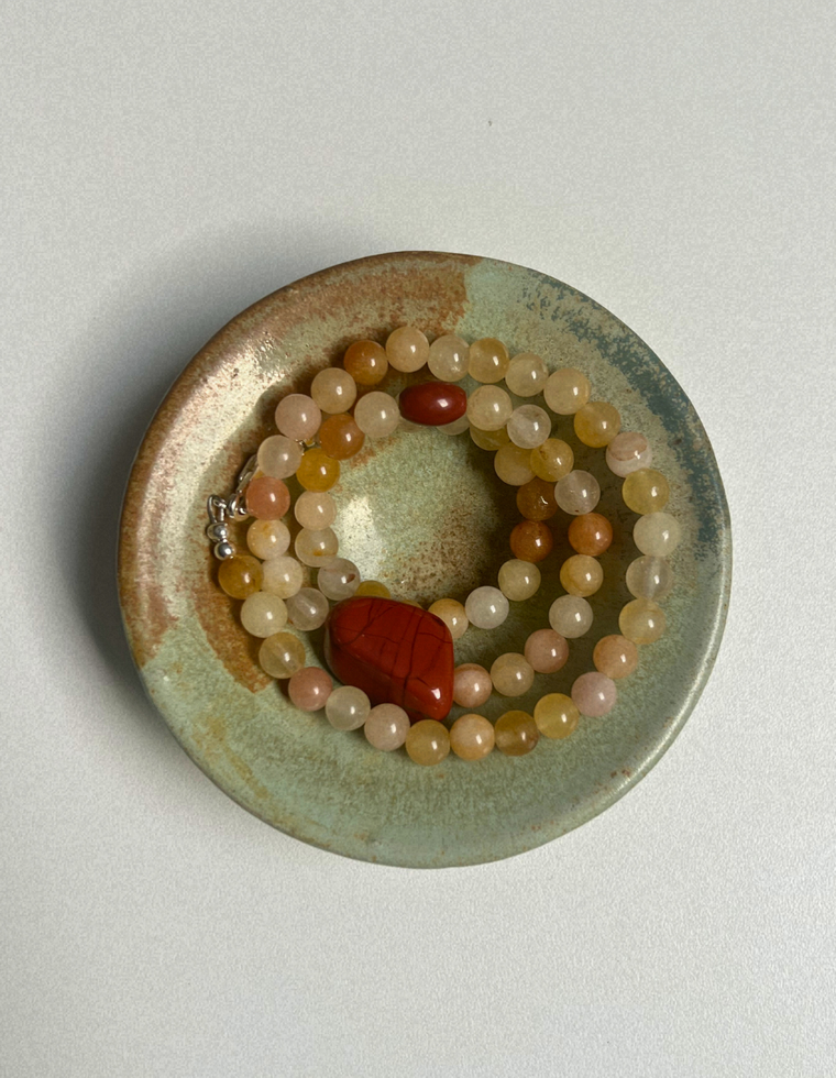 Saffron 6 - Yellow Topaz & Red Jasper Necklace