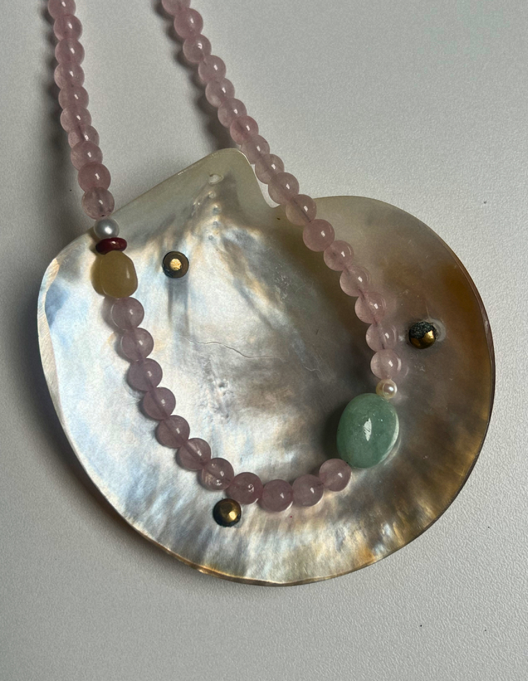Sundial 12 - Rose Quartz & Beryl Necklace