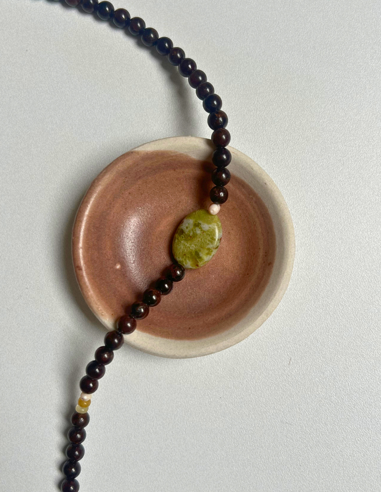 Counterpoint  9 – Garnet & Jade Necklace