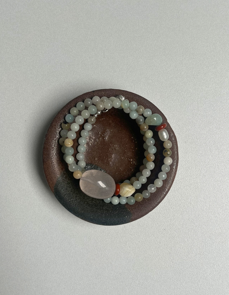 Fresco 12 - Flower Amazonite & Rose Quartz Necklace