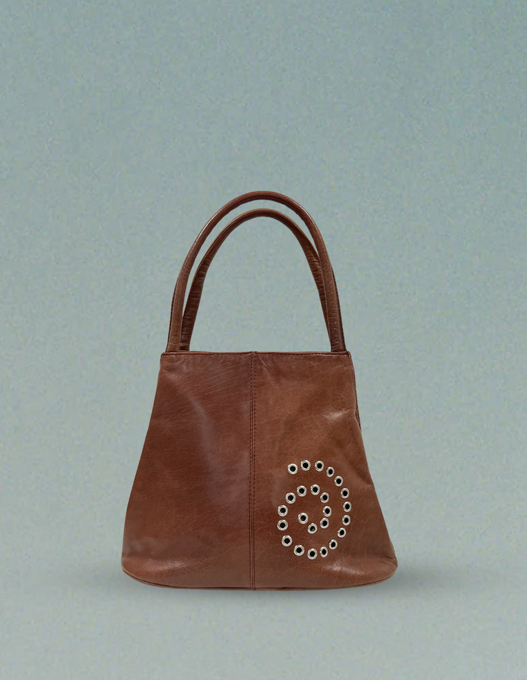 Spiral Stud Vintage Leather Bag / Piece 8