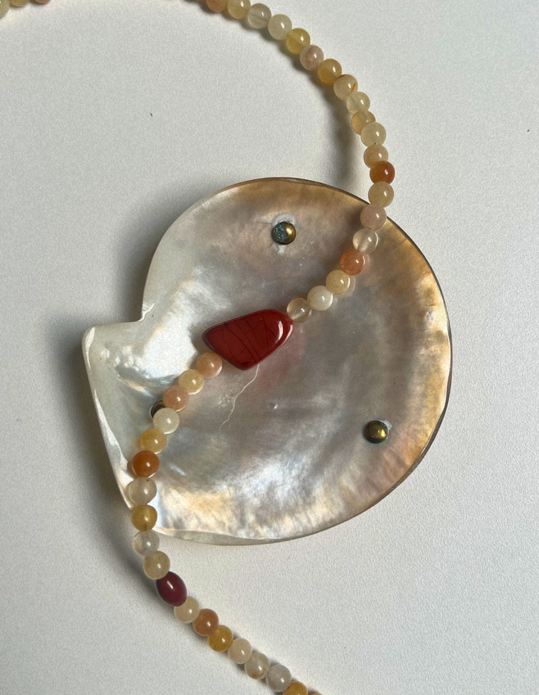 Saffron 6 - Yellow Topaz & Red Jasper Necklace