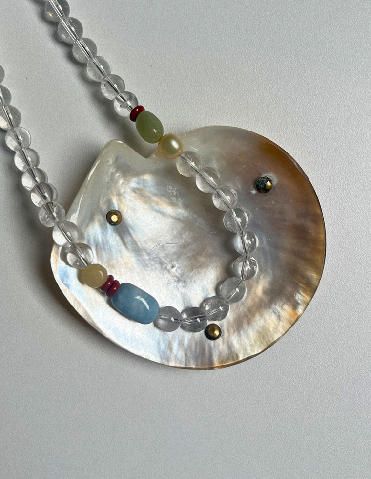 Halo 23 - Clear Quartz & Beryl Necklace