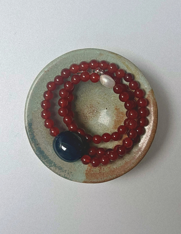 Gathered 2 - Carnelian & Onyx Long Length Necklace