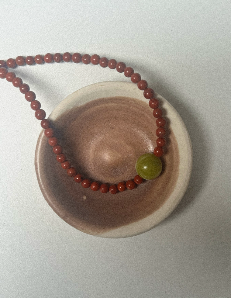 Oryntha - Red Jasper & Olive Jade Necklace
