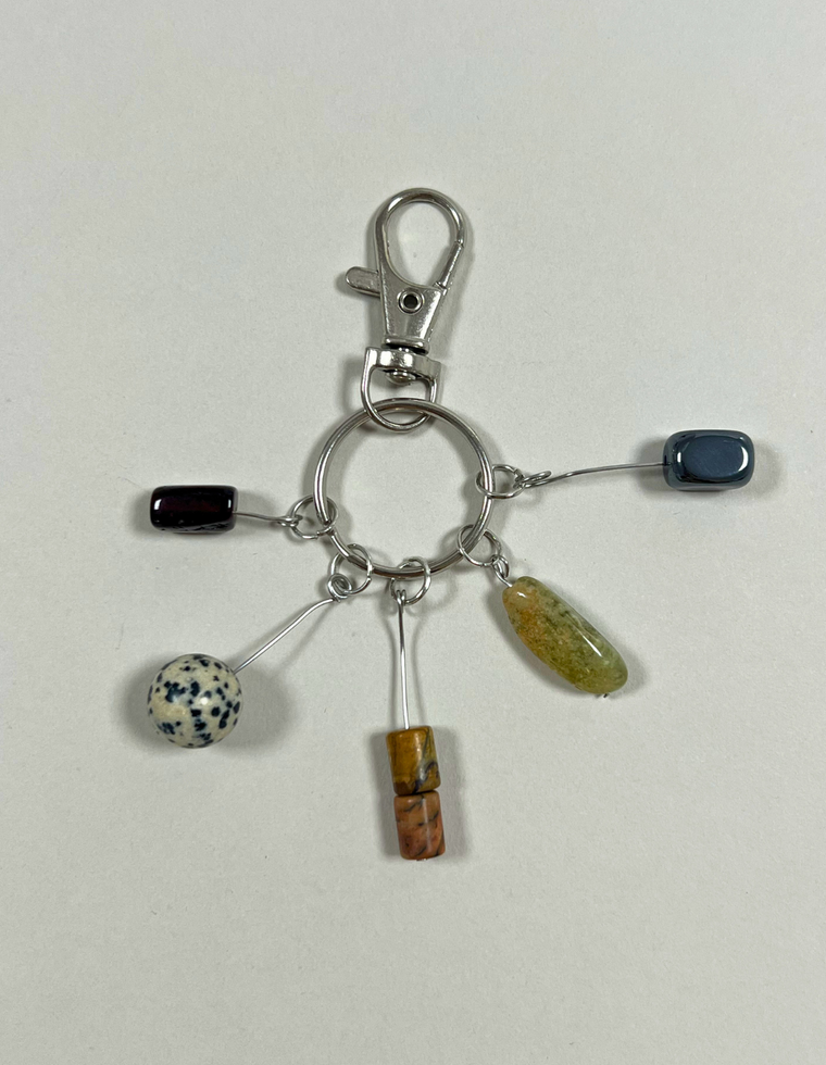 Orbit Charm – Garnet & Dalmatian Jasper