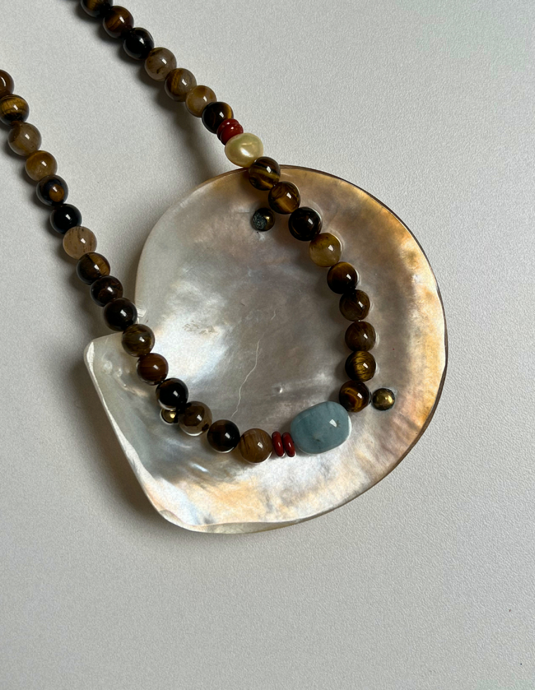 Halo 24 - Tiger Eye & Beryl Necklace