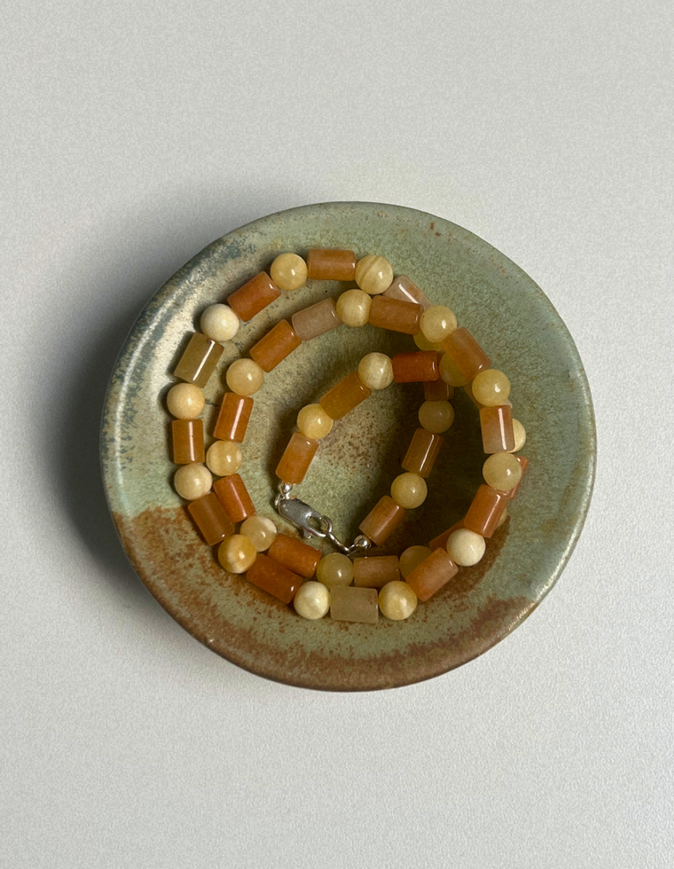Saffron 9 - Yellow Jade & Orange Aventurine Necklace