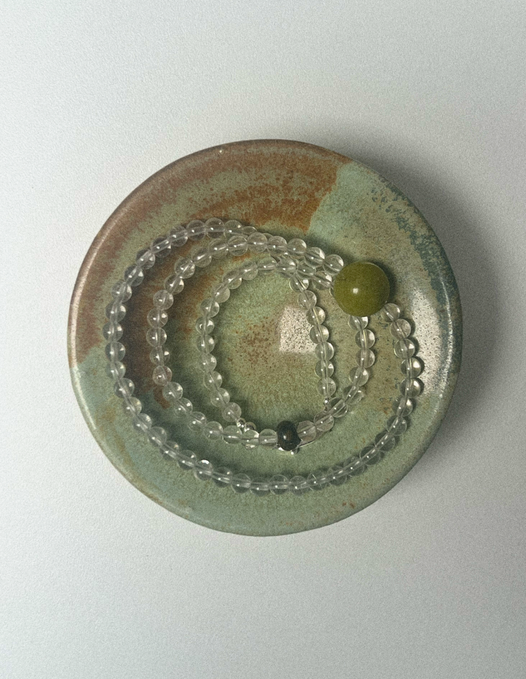 Lorythea - Clear Quartz & Olive Jade Necklace