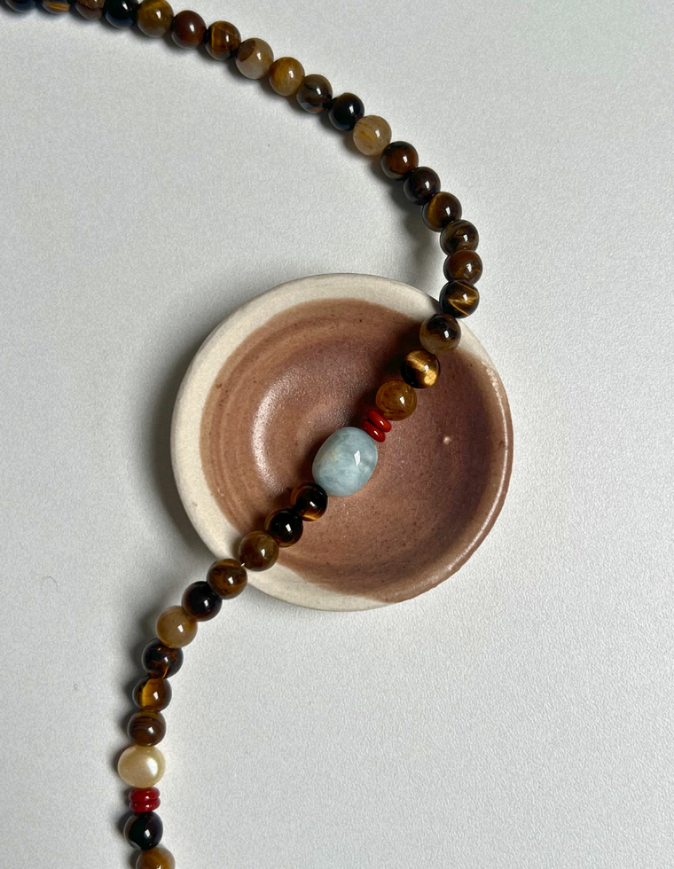 Halo 24 - Tiger Eye & Beryl Necklace