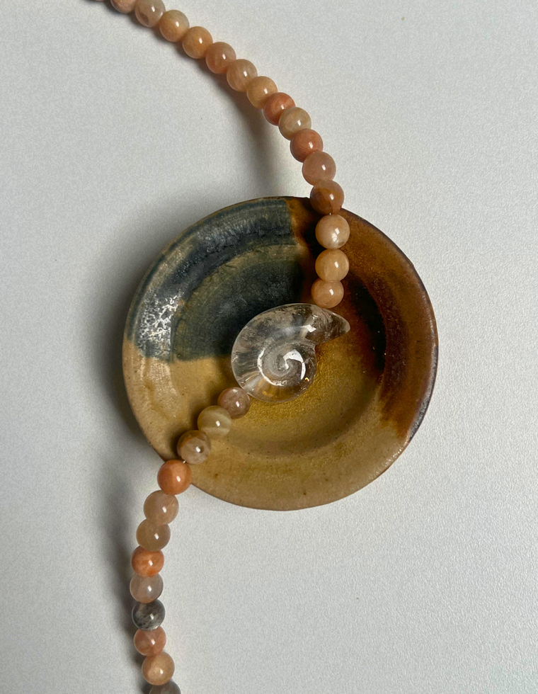 Levante 18 – Sunstone & Clear Quartz Whorl Necklace
