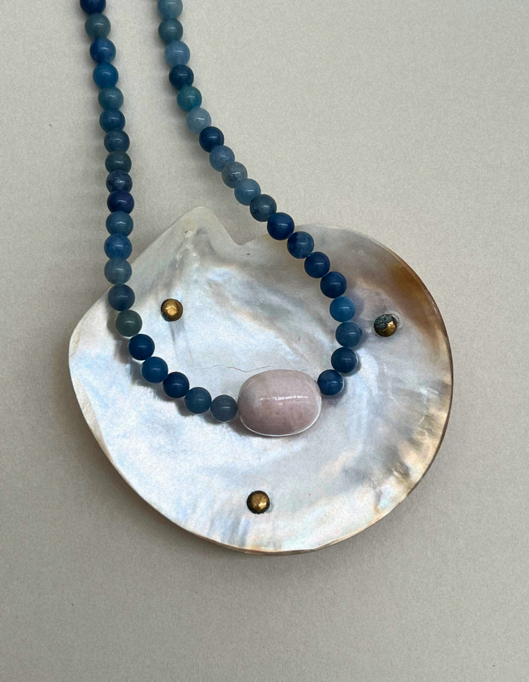 Cairn 15 – Blue Aventurine & Pink Beryl Necklace