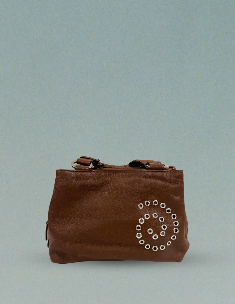 Spiral Stud Vintage Leather Bag / Piece 10