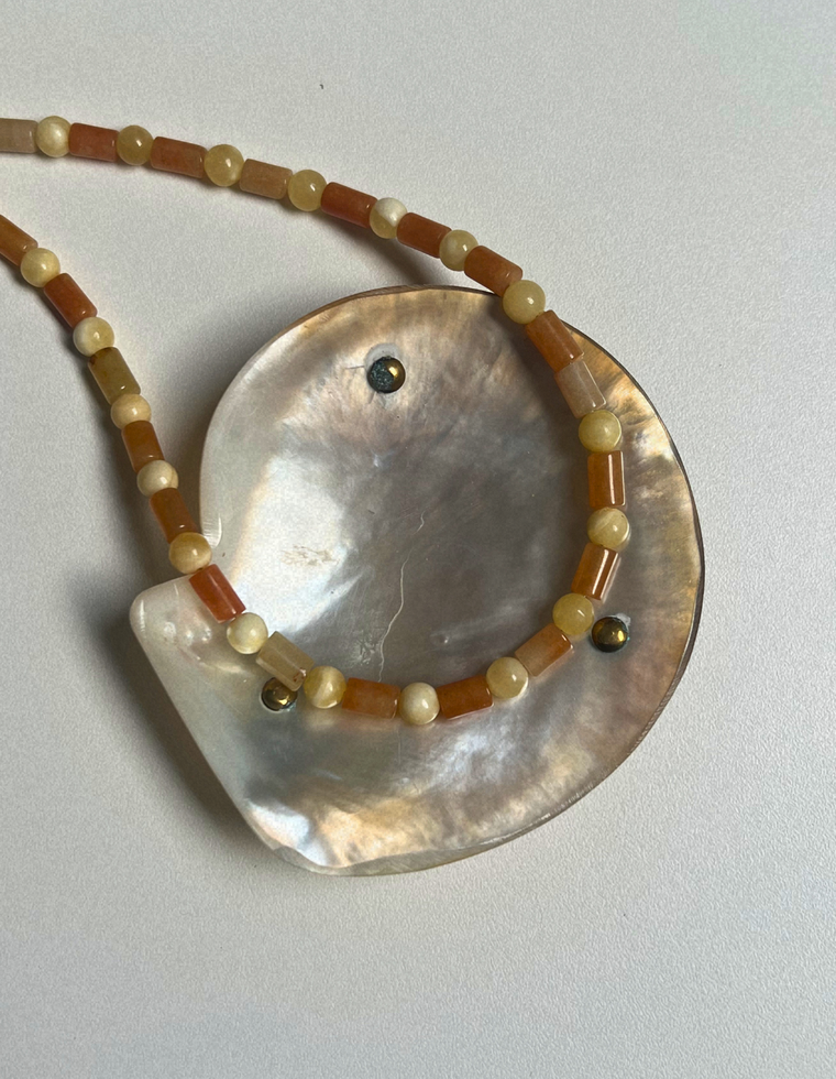 Saffron 9 - Yellow Jade & Orange Aventurine Necklace
