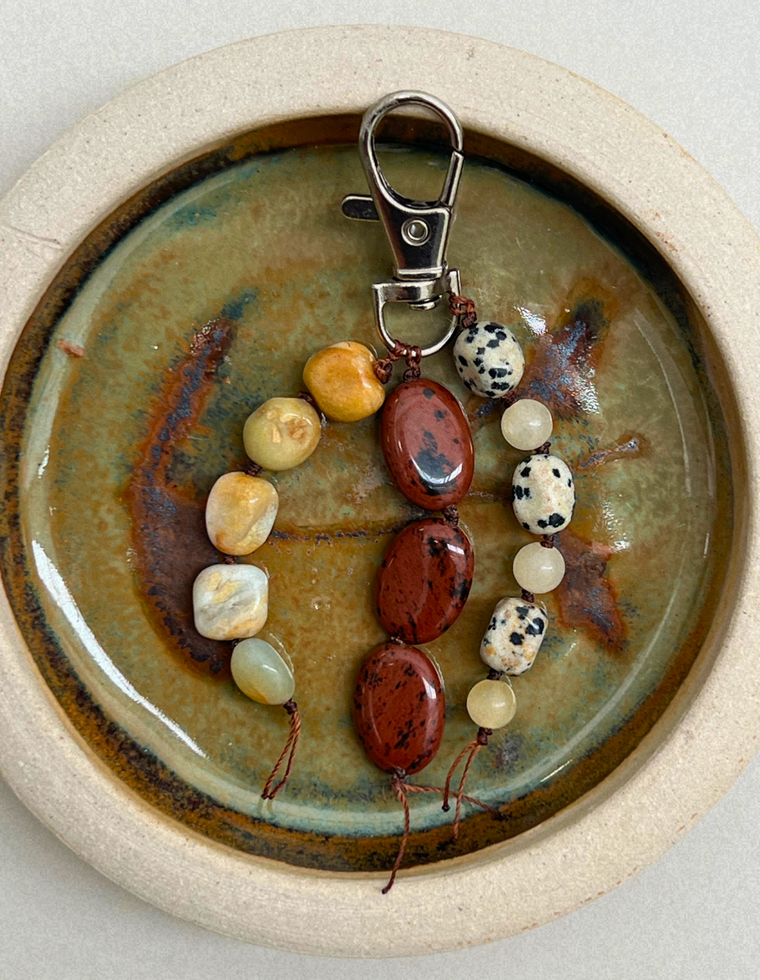Stoned Charm - Flower Amazonite & Mahogany Obsidian