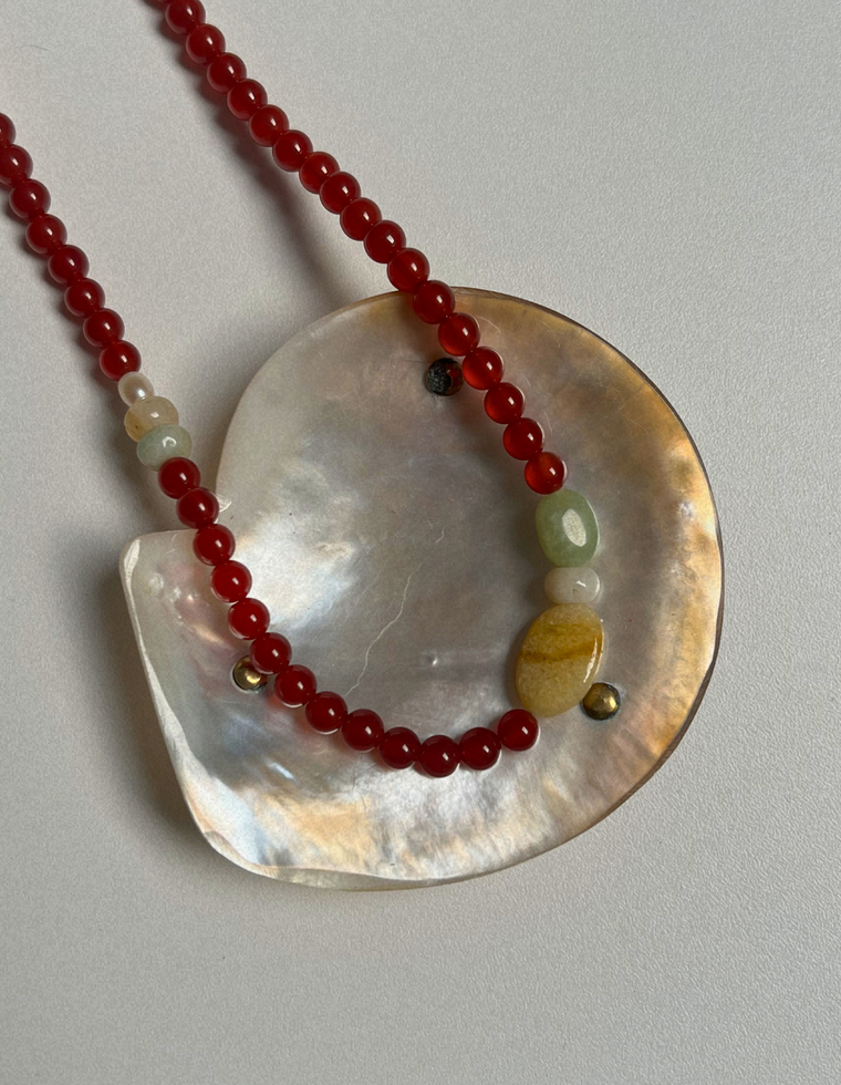 Tempera 10 - Carnelian & Yellow Topaz Necklace