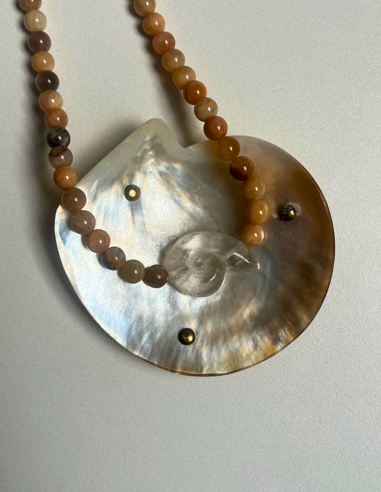 Levante 18 – Sunstone & Clear Quartz Whorl Necklace