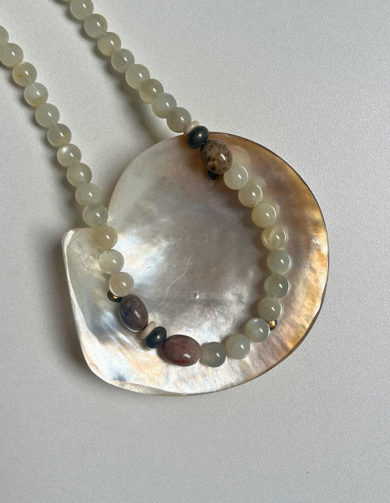 Relic 1 - Moonstone & Fossilised Coral Necklace