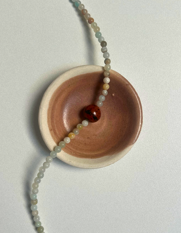 Commonplace 23 – Flower Amazonite & Mahogany Obsidian Necklace