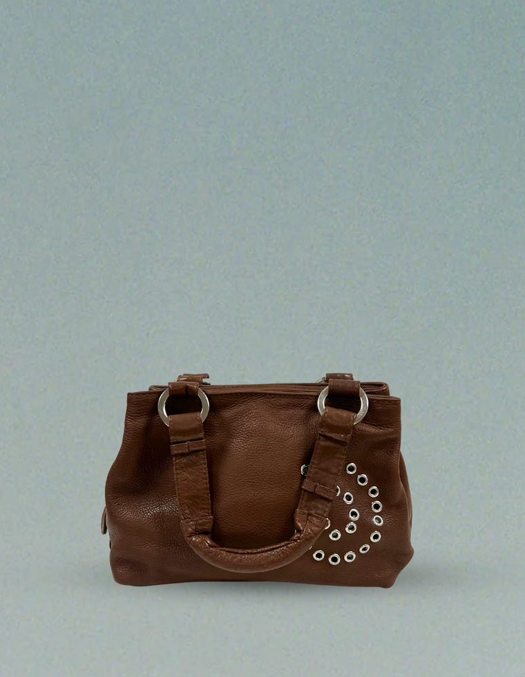 Spiral Stud Vintage Leather Bag / Piece 10