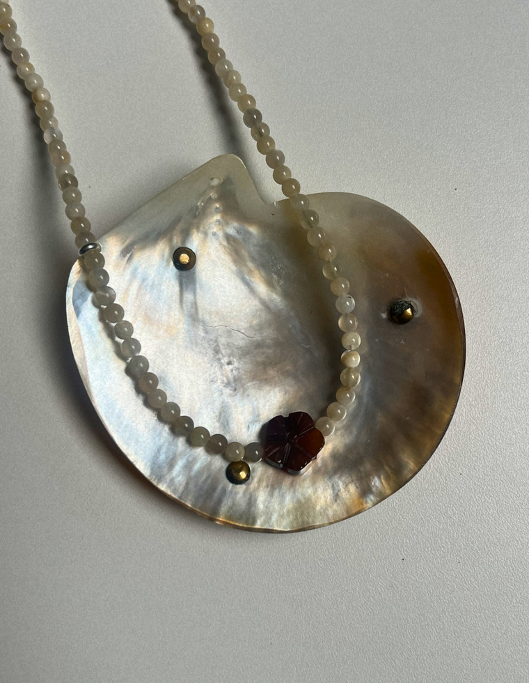 Sundial 13 - Moonstone & Carnelian Necklace