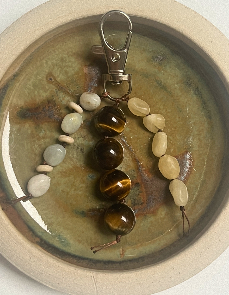 Stoned Charm - Tiger Eye & Flower Amazonite