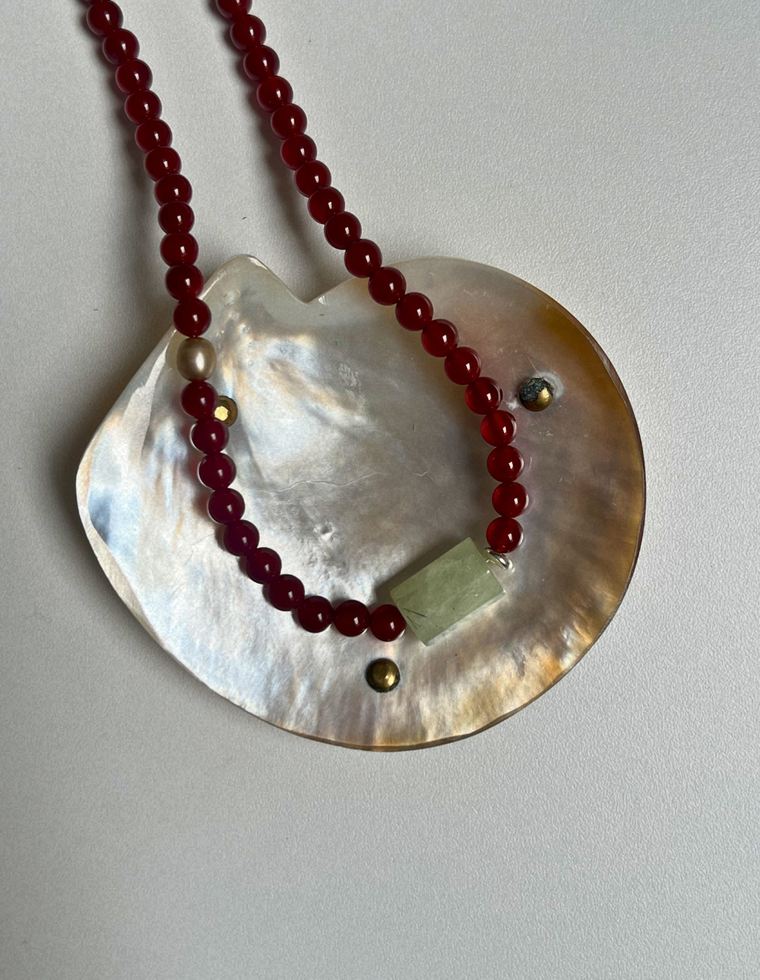 Solstice 3 - Carnelian & Prehnite Necklace