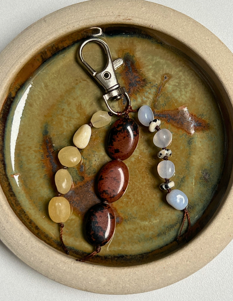Stoned Charm - Yellow Jade & Blue Chalcedony