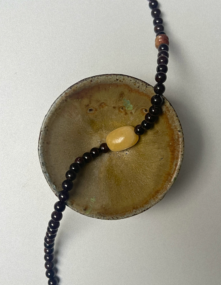 Centred 1 - Garnet & Yellow Calcite Necklace