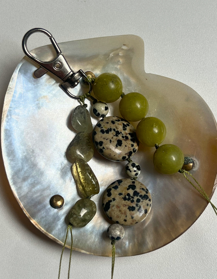Stoned Charm - Green Garnet & Olive Jade