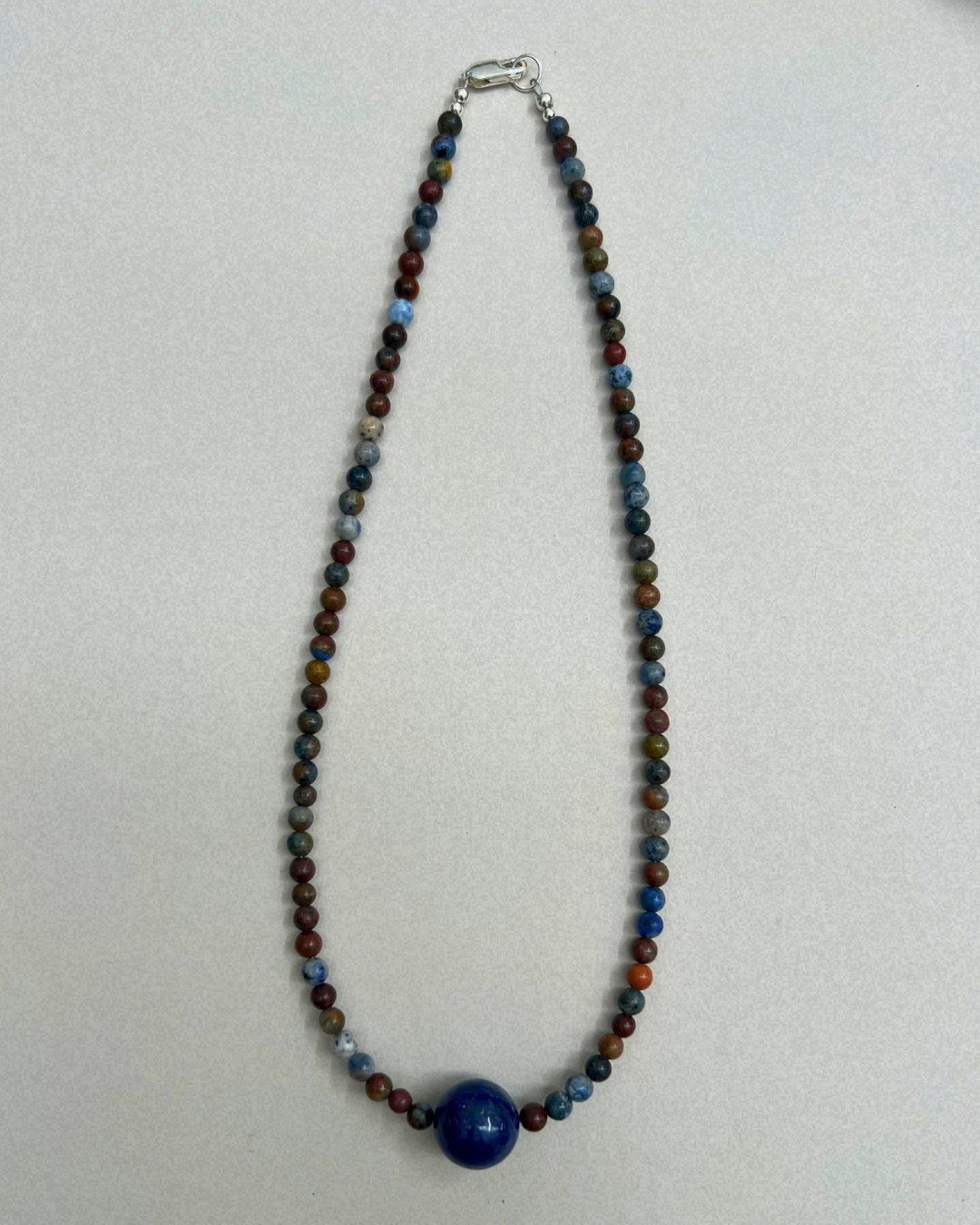 Celadon 5: dumortierite and lapis lazuli necklace, hand-strung by Palm of Feronia, photo 4