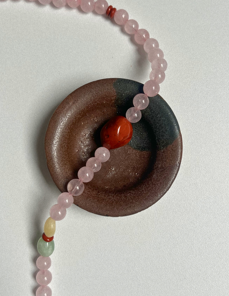 Halo 2 - Rose Quartz & Red Jasper Necklace