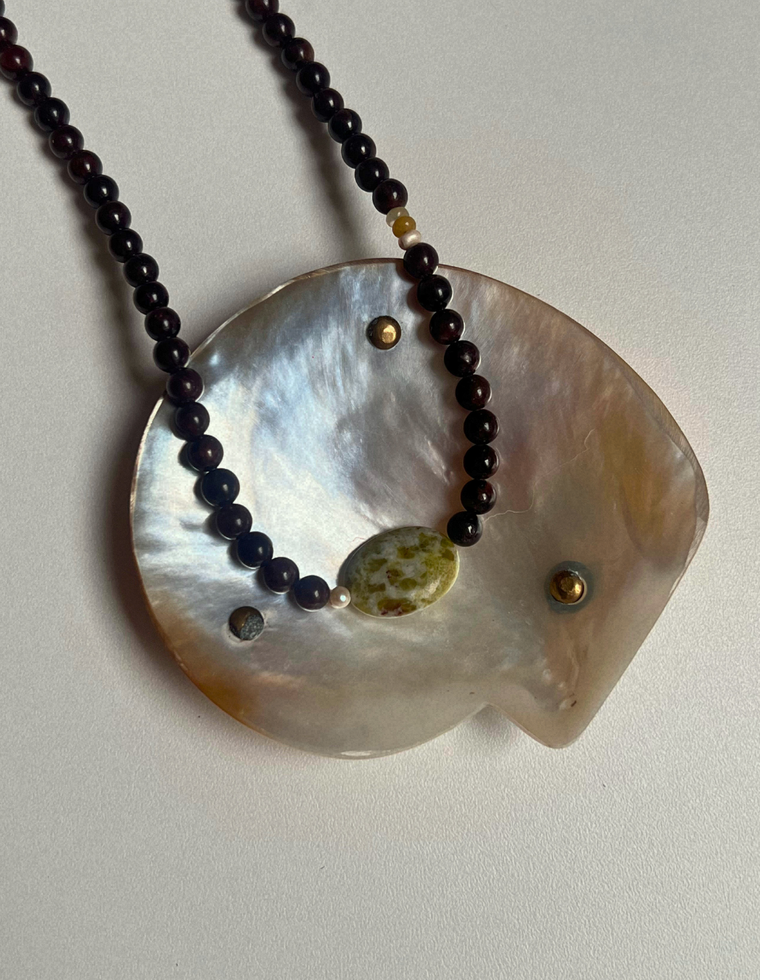 Counterpoint  9 – Garnet & Jade Necklace