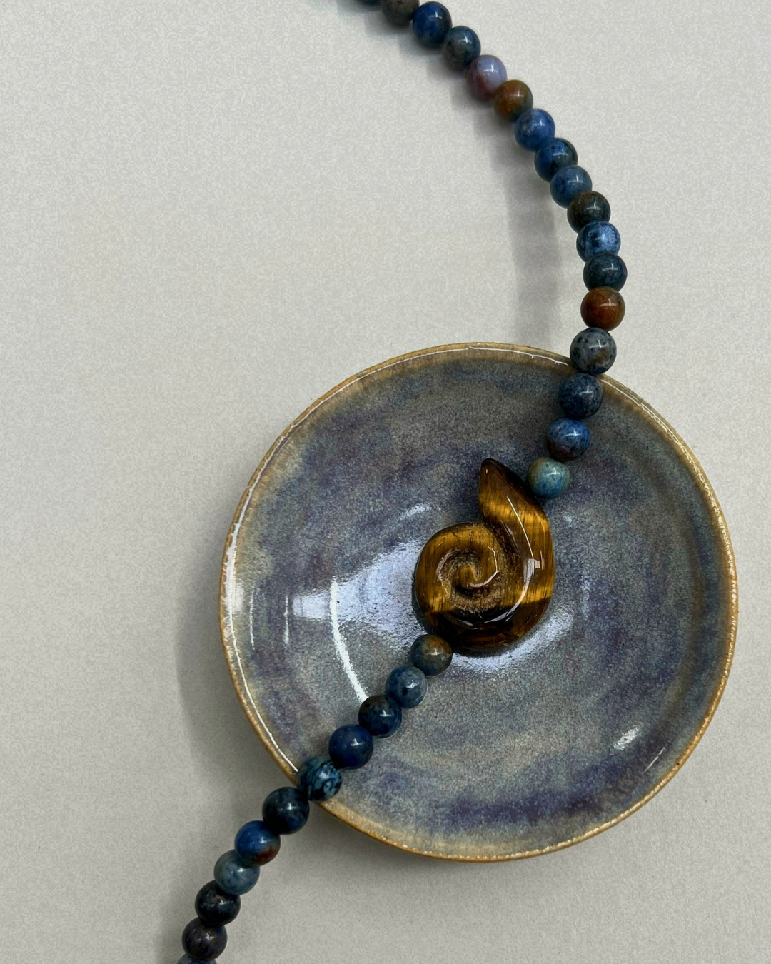 Celadon 1: dumortierite whorl necklace, hand-strung by Palm of Feronia, photo 2