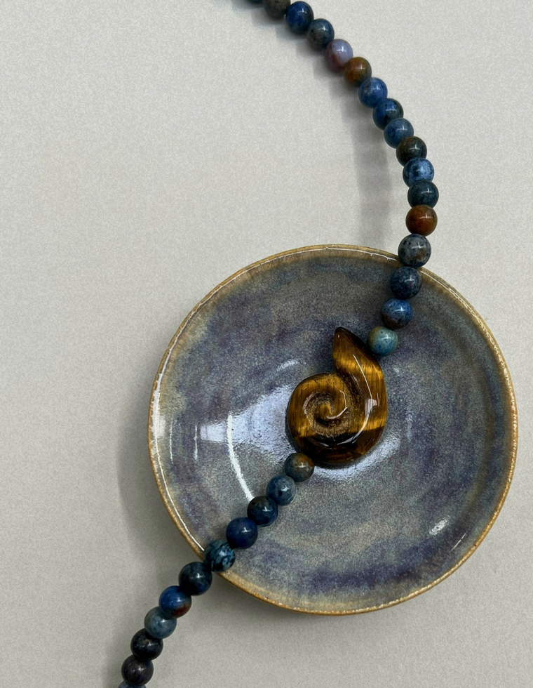 Celadon 1: dumortierite whorl necklace, hand-strung by Palm of Feronia, photo 2