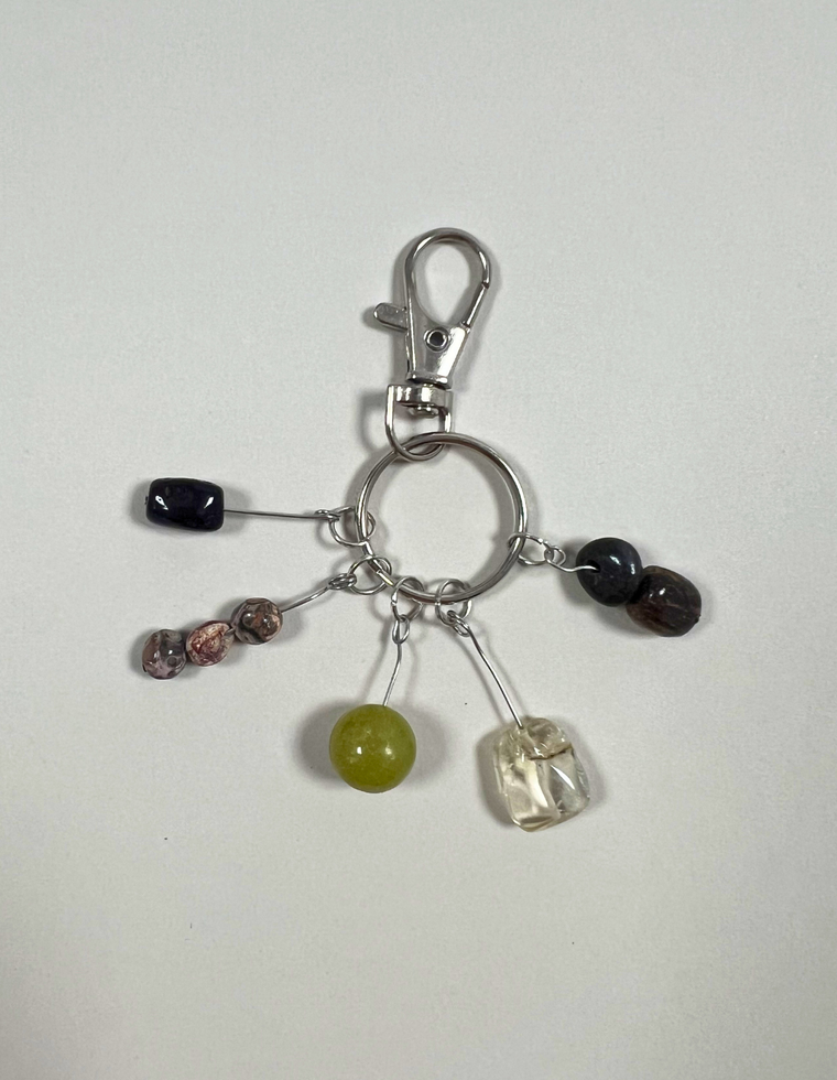 Orbit Charm – Garnet & Leopardskin Jasper