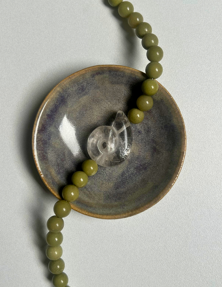Levante 19 – Alashan Agate & Clear Quartz Whorl Necklace