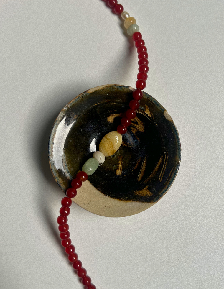 Tempera 10 - Carnelian & Yellow Topaz Necklace