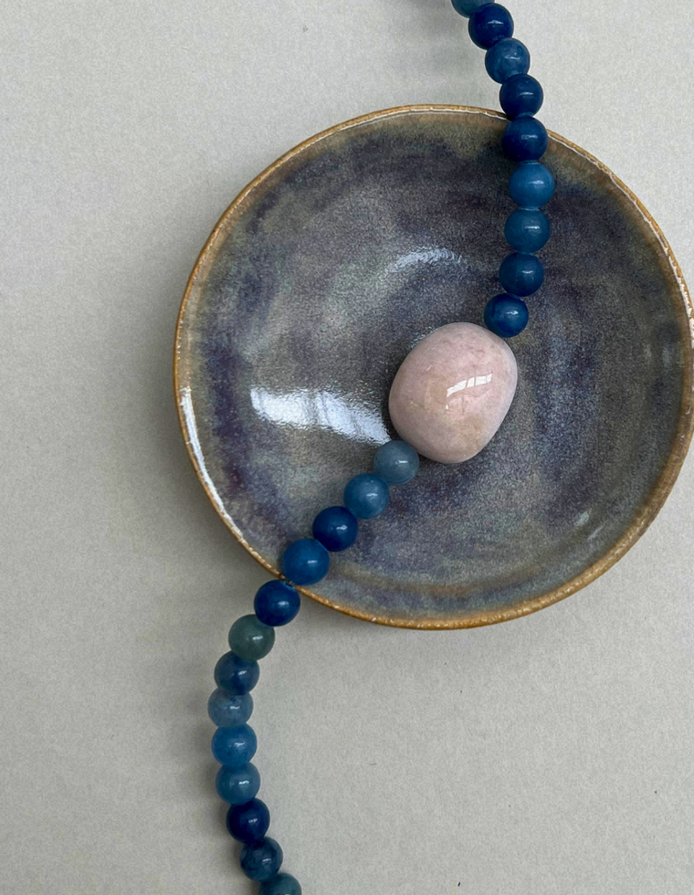 Cairn 15 – Blue Aventurine & Pink Beryl Necklace