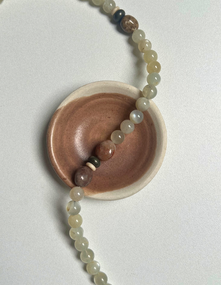 Relic 1 - Moonstone & Fossilised Coral Necklace