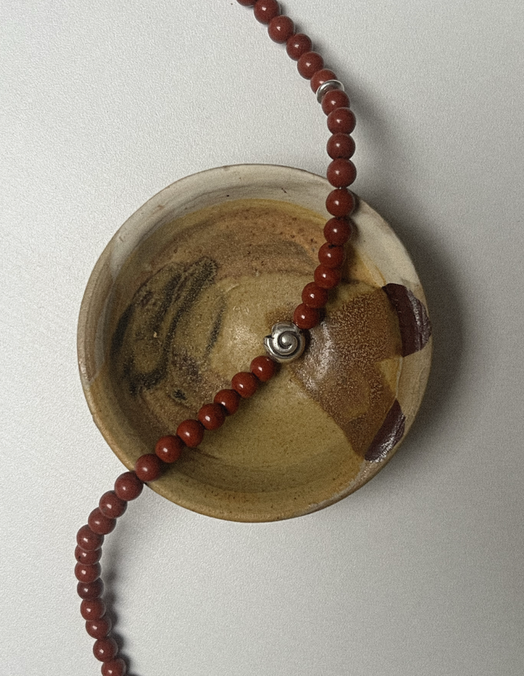 Unfurl 21 - Red Jasper Spiral Necklace
