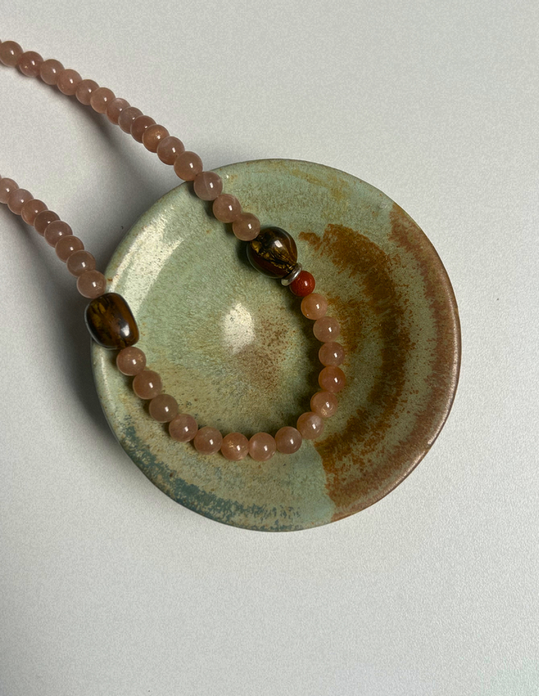 Saffron 11 - Sunstone & Tiger Eye Necklace