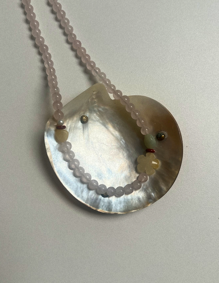 Trove 11 - Rose Quartz & Yellow Agate Necklace