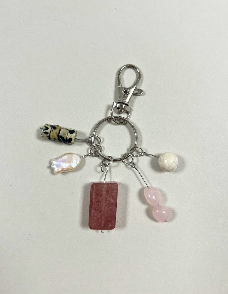 Orbit Charm – Dalmatian Jasper & Freshwater Pearl