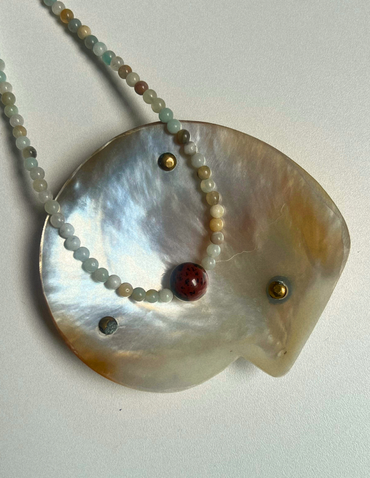 Commonplace 23 – Flower Amazonite & Mahogany Obsidian Necklace