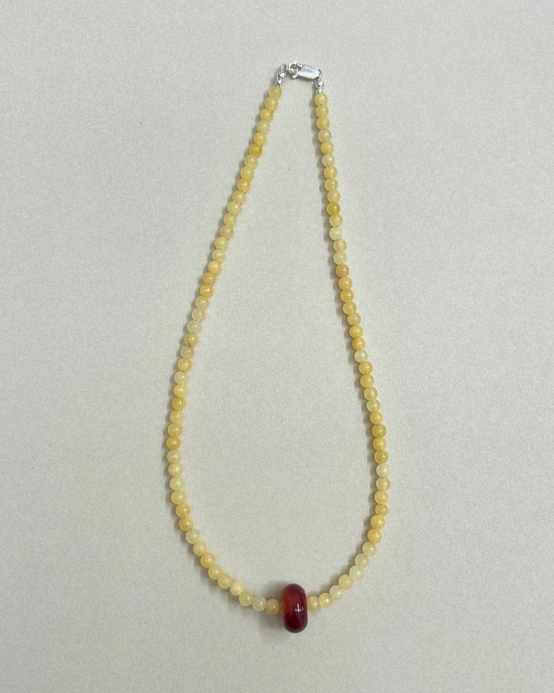 Harvest 9: yellow jade and carnelian movement necklace, hand-strung by Palm of Feronia, photo 4