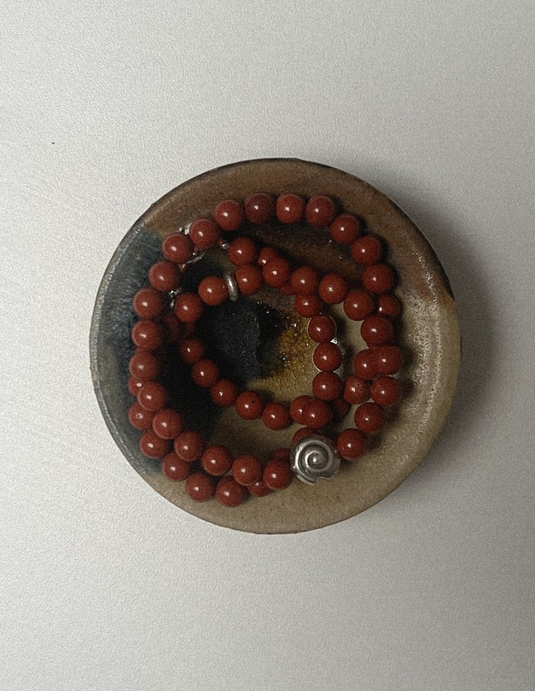 Unfurl 21 - Red Jasper Spiral Necklace
