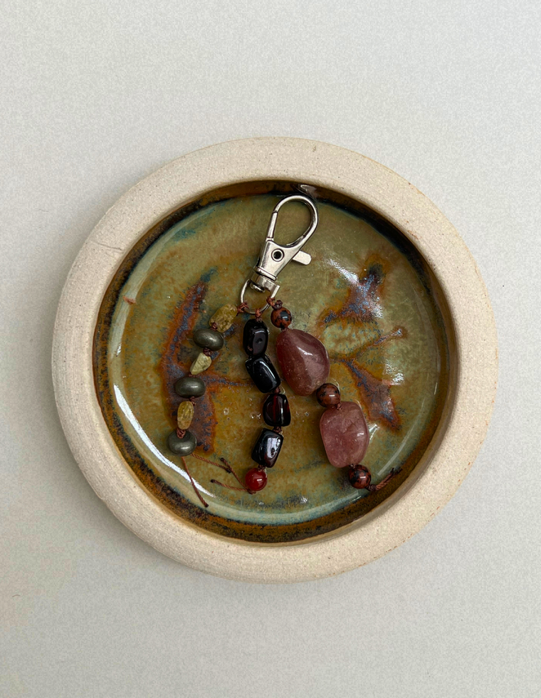 Stoned Charm - Strawberry Quartz & Green Garnet